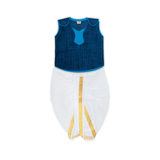 Readymade Panchakacham Dhoti Pair - Size 6 Months | Cotton Panchakajam/ Traditional Dress For Temple Functions - Veshti & Dhoti