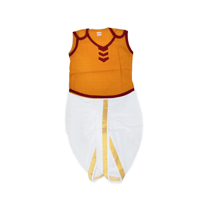 Readymade Panchakacham Dhoti Pair - Size 6 Months | Cotton Panchakajam/ Traditional Dress For Temple Functions - Veshti & Dhoti
