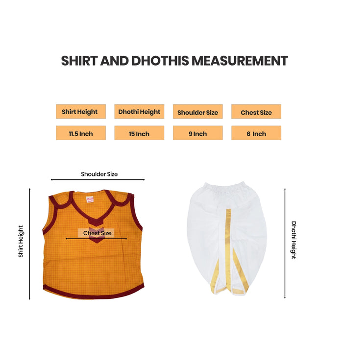 Readymade Panchakacham Dhoti Pair - Size 6 Months | Cotton Panchakajam/ Traditional Dress For Temple Functions - Veshti & Dhoti