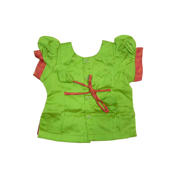 Pattu Pavadai Sattai Pair - Size 0 | Jacquard Skirt And Top/Traditional Dress/South Indian Dress For Baby Girls - Long Skirts / Ghagra / Pavadai