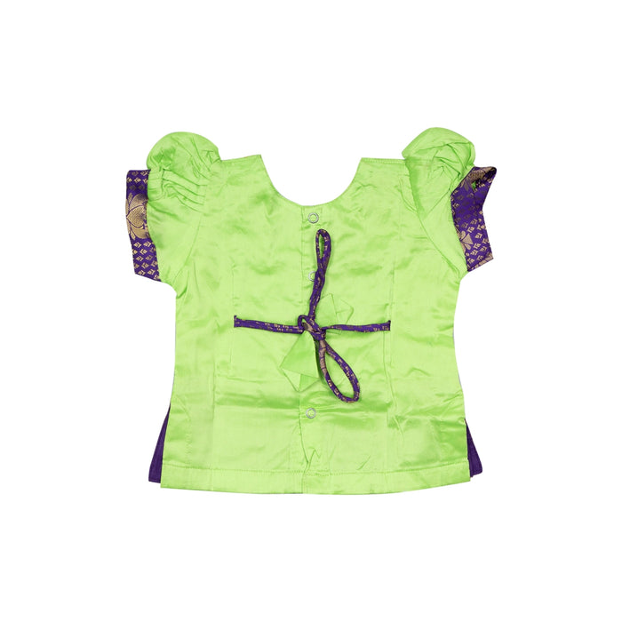 Pattu Pavadai Sattai Pair - Size 0 | Jacquard Skirt And Top/Traditional Dress/South Indian Dress For Baby Girls - Long Skirts / Ghagra / Pavadai