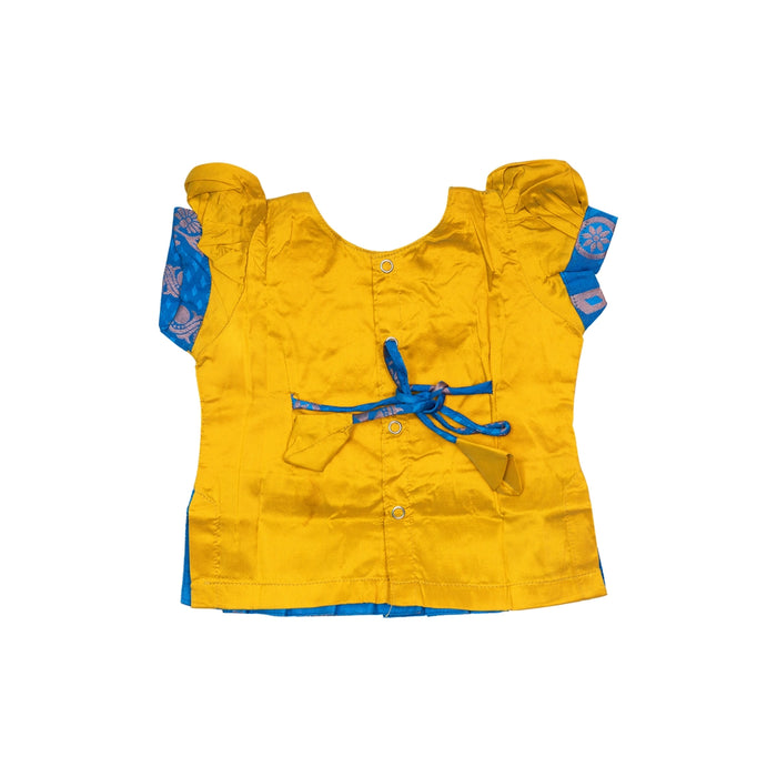 Pattu Pavadai Sattai Pair - Size 0 | Jacquard Skirt And Top/Traditional Dress/South Indian Dress For Baby Girls - Long Skirts / Ghagra / Pavadai