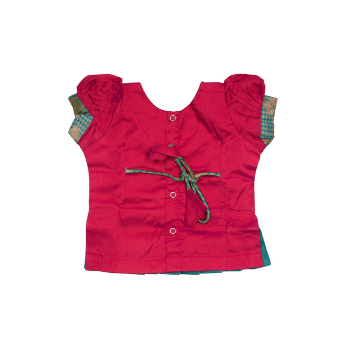 Pattu Pavadai Sattai Pair - Size 0 | Jacquard Skirt And Top/Traditional Dress/South Indian Dress For Baby Girls - Long Skirts / Ghagra / Pavadai