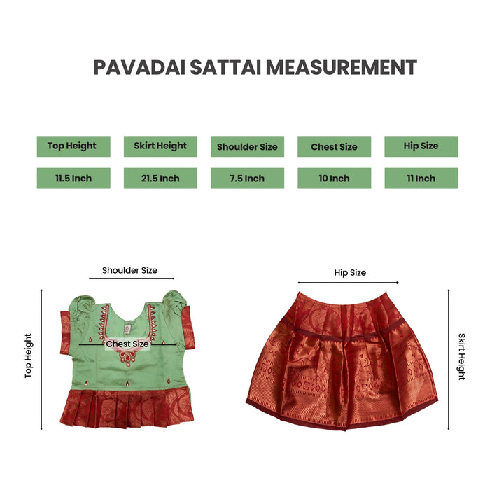 Pattu Pavadai Sattai Pair - Size 0 | Jacquard Skirt And Top/South Indian Dress/Traditional Dress For Baby Girls - Long Skirts / Ghagra / Pavadai
