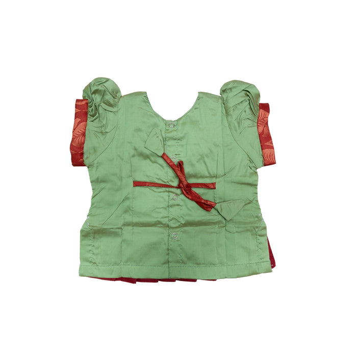 Pattu Pavadai Sattai Pair - Size 0 | Jacquard Skirt And Top/South Indian Dress/Traditional Dress For Baby Girls - Long Skirts / Ghagra / Pavadai