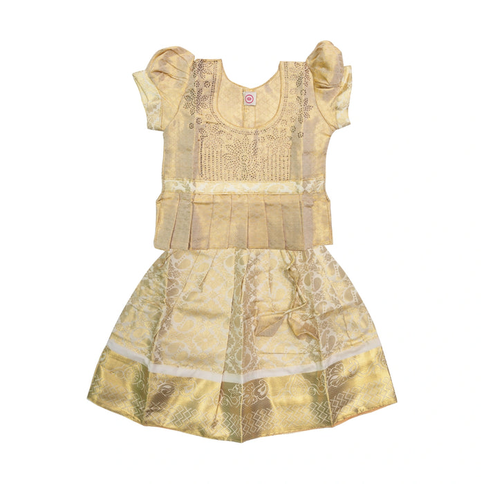 Pattu Pavadai Sattai Pair - Size 0 | Skirt And Top/South Indian Dress/Traditional Dress For Baby Girls - Long Skirts / Ghagra / Pavadai