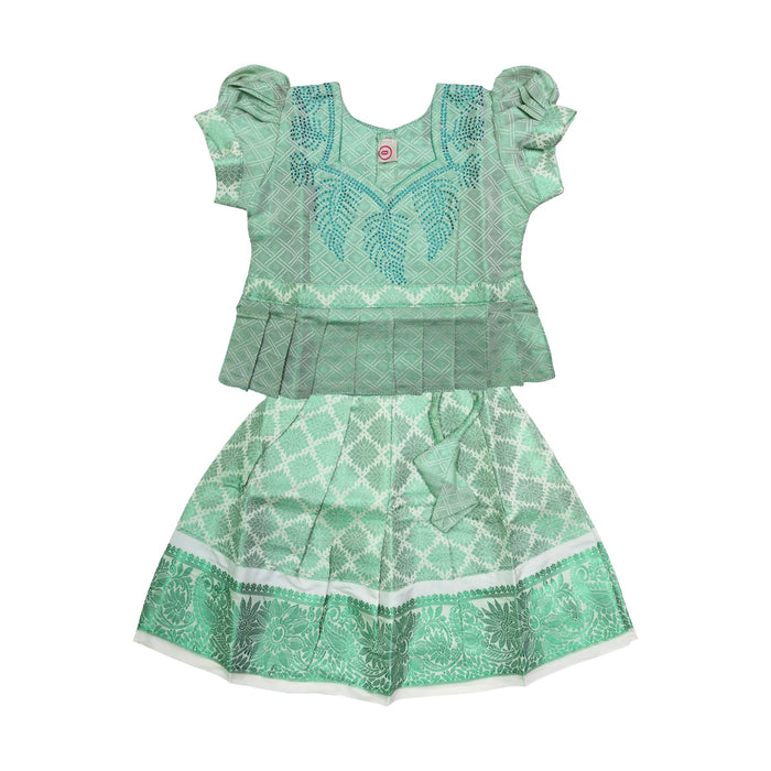 Pattu Pavadai Sattai Pair - Size 0 | Skirt And Top/South Indian Dress/Traditional Dress For Baby Girls - Long Skirts / Ghagra / Pavadai