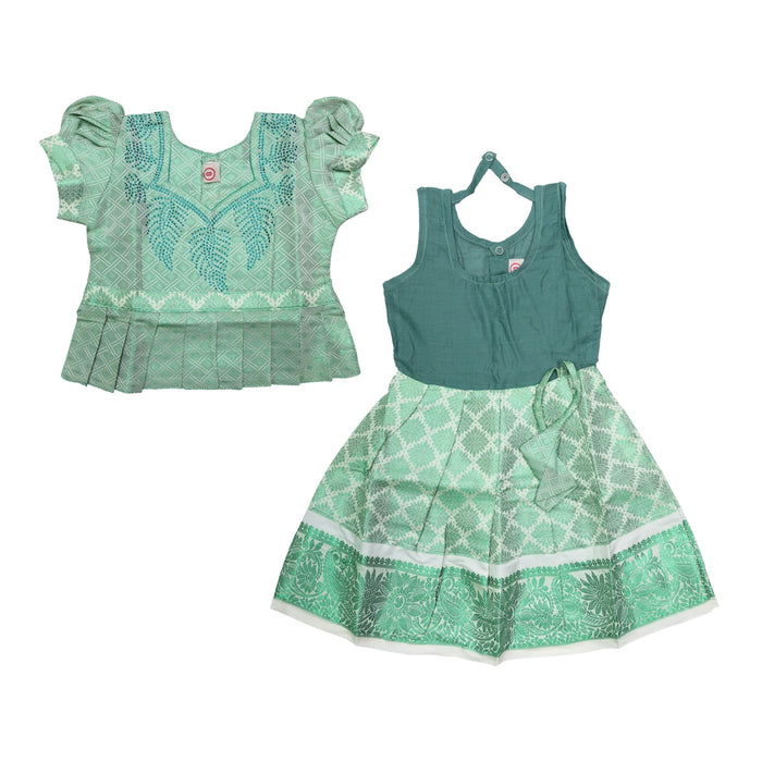 Pattu Pavadai Sattai Pair - Size 0 | Skirt And Top/South Indian Dress/Traditional Dress For Baby Girls - Long Skirts / Ghagra / Pavadai