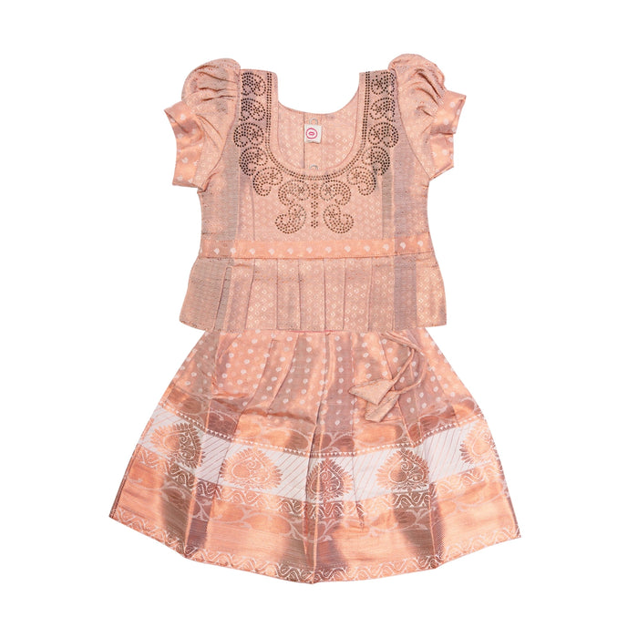 Pattu Pavadai Sattai Pair - Size 0 | Skirt And Top/South Indian Dress/Traditional Dress For Baby Girls - Long Skirts / Ghagra / Pavadai