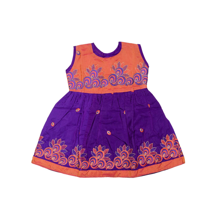 Frock Dress - Size 6 Month | Embroidery Gown Dress/ Ethnic Wear/ Readymade Dress For Baby Girls Festive Outfit - Long Skirts / Ghagra / Pavadai