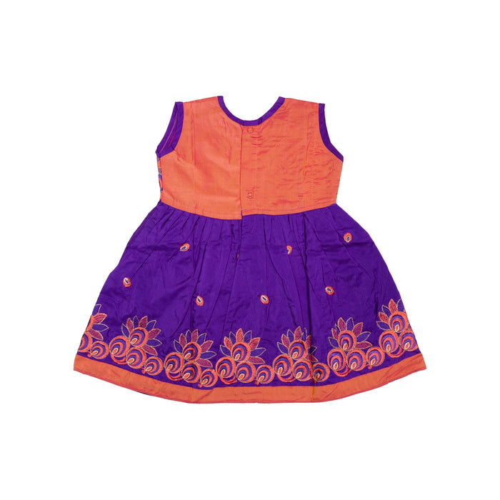 Frock Dress - Size 6 Month | Embroidery Gown Dress/ Ethnic Wear/ Readymade Dress For Baby Girls Festive Outfit - Long Skirts / Ghagra / Pavadai