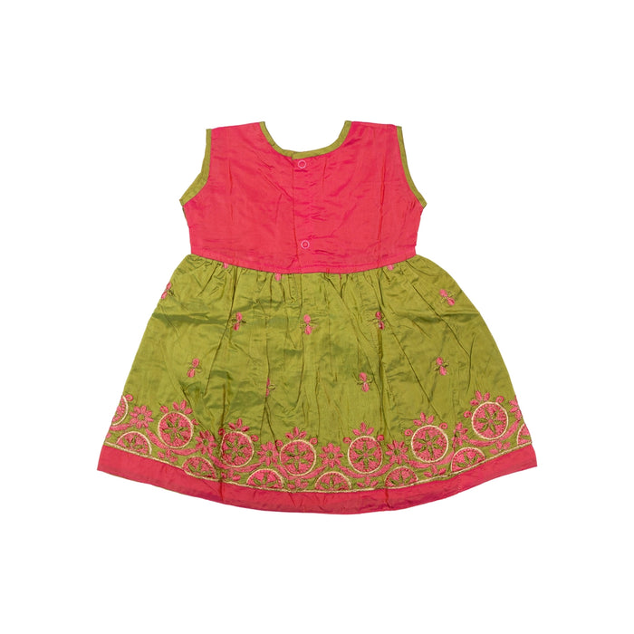 Frock Dress - Size 6 Month | Embroidery Gown Dress/ Ethnic Wear/ Readymade Dress For Baby Girls Festive Outfit - Long Skirts / Ghagra / Pavadai