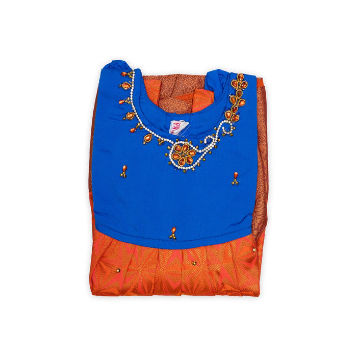 Pattu Frock Dress - Size 6 Month | Jacquard Gown Dress/Ethnic Wear/Readymade Dress For Baby Girls Festival Look - Long Skirts / Ghagra / Pavadai