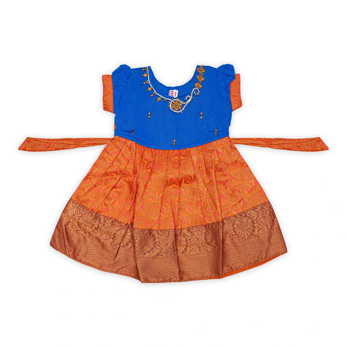 Pattu Frock Dress - Size 6 Month | Jacquard Gown Dress/Ethnic Wear/Readymade Dress For Baby Girls Festival Look - Long Skirts / Ghagra / Pavadai