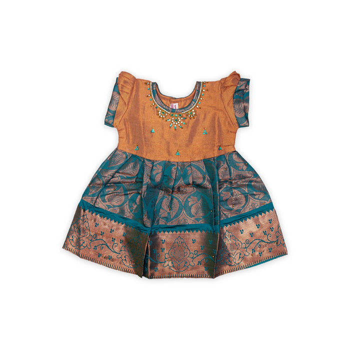 Pattu Frock Dress - Size 6 Month | Jacquard Gown Dress/Ethnic Wear/Readymade Dress For Baby Girls Festival Look - Long Skirts / Ghagra / Pavadai