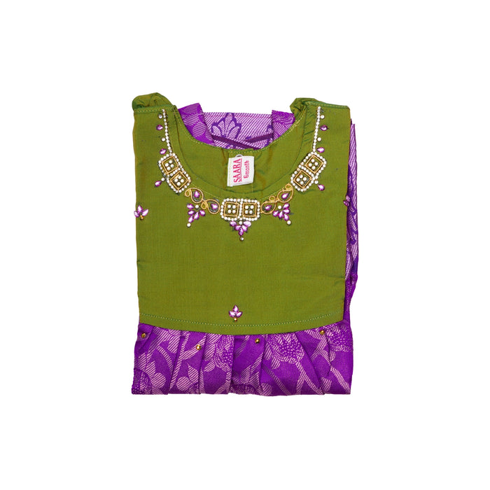 Pattu Frock Dress - Size 6 Month | Varanasi Gown Dress/Ethnic Wear/Readymade Dress For Baby Girls Festival Look - Long Skirts / Ghagra / Pavadai