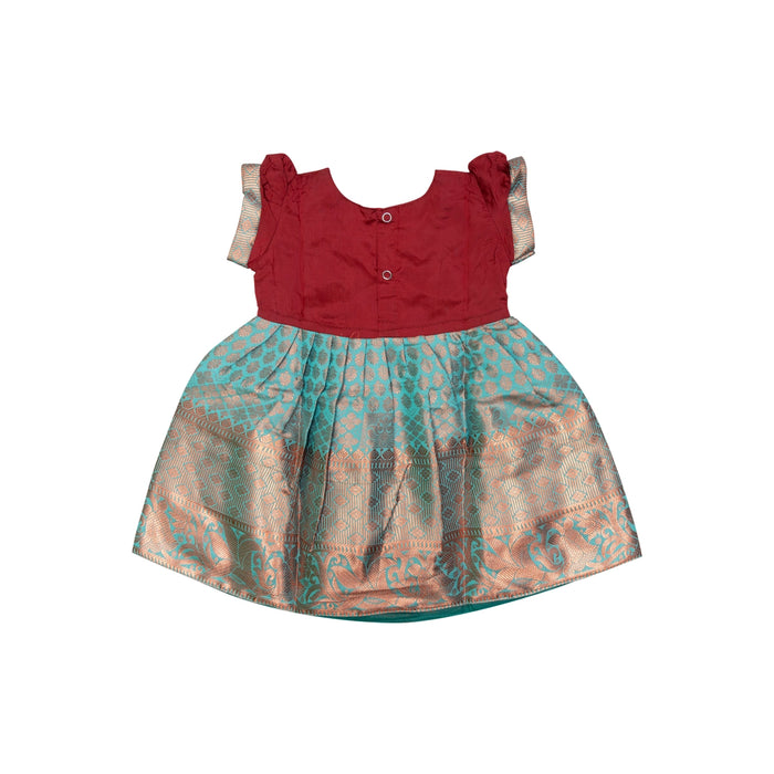 Pattu Frock Dress - Size 6 Month | Varanasi Gown Dress/Ethnic Wear/Readymade Dress For Baby Girls Festival Look - Long Skirts / Ghagra / Pavadai