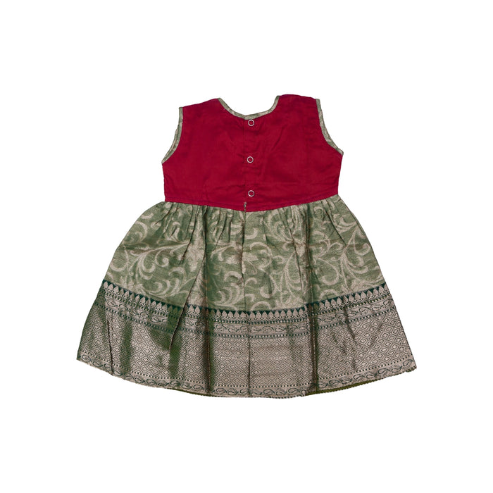 Pattu Frock Dress - Size 6 Month | Varanasi Gown Dress/Ethnic Wear/Readymade Dress For Baby Girls Festival Look - Long Skirts / Ghagra / Pavadai