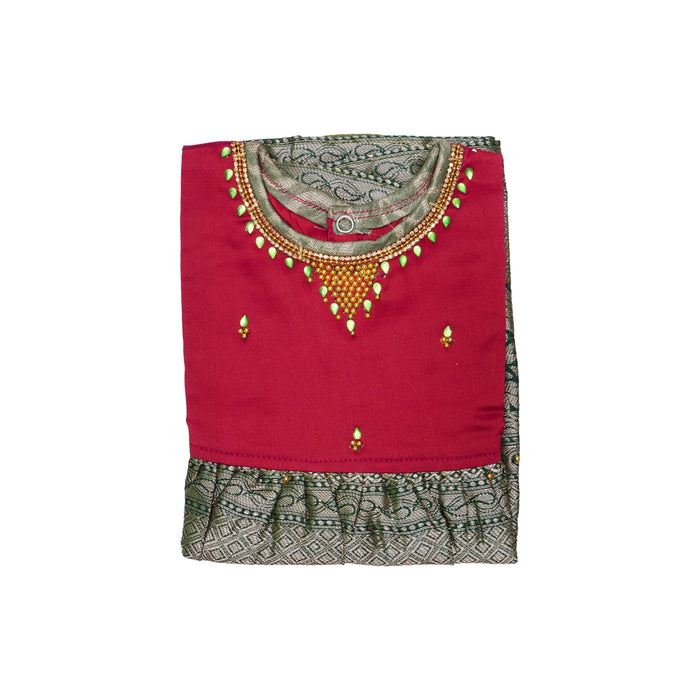 Pattu Frock Dress - Size 6 Month | Varanasi Gown Dress/Ethnic Wear/Readymade Dress For Baby Girls Festival Look - Long Skirts / Ghagra / Pavadai