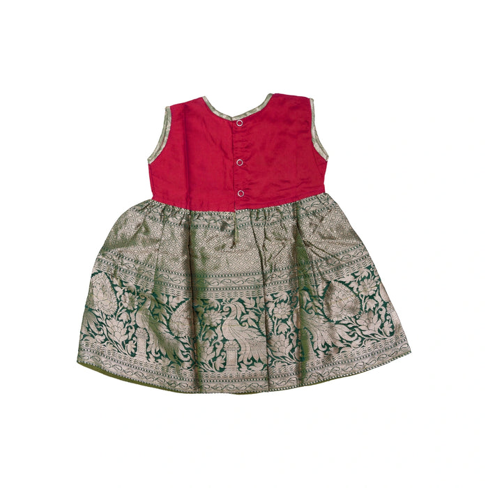 Pattu Frock Dress - Size 6 Month | Varanasi Gown Dress/Ethnic Wear/Readymade Dress For Baby Girls Festival Look - Long Skirts / Ghagra / Pavadai