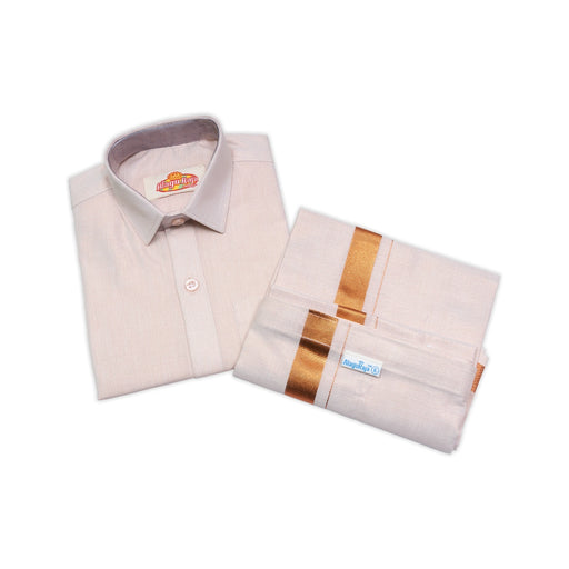 Veshti Shirt Pair | Size 6-7-8/ Tamil Traditional Dress/ Velcro Vesti Shirt/ Dhoti Shirt For Boys Festival Wear - Veshti & Dhoti