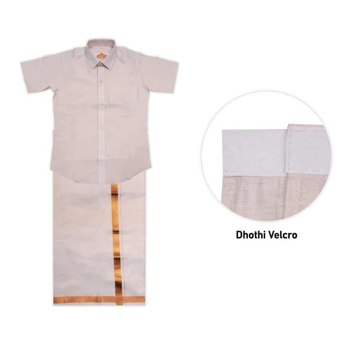 Veshti Shirt Pair | Size 6-7-8/ Tamil Traditional Dress/ Velcro Vesti Shirt/ Dhoti Shirt For Boys Festival Wear - Veshti & Dhoti
