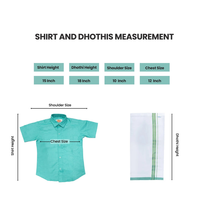 Veshti Shirt Pair | Size 1 - 2/ Tamil Traditional Dress/ Velcro Vesti Shirt/ Dhoti Shirt For Boys Festival Wear - Veshti & Dhoti