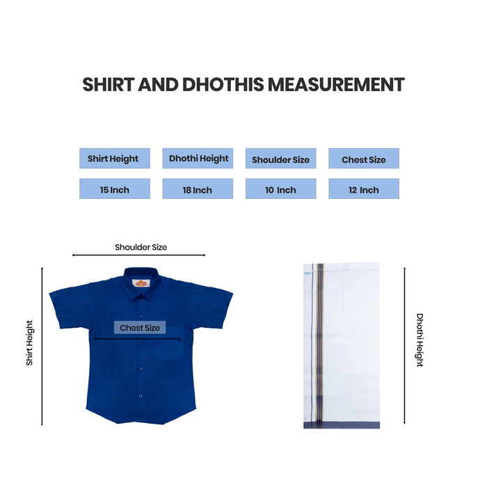 Veshti Shirt Pair | Size 1 - 2/ Tamil Traditional Dress/ Velcro Vesti Shirt/ Dhoti Shirt For Boys Festival Wear - Veshti & Dhoti