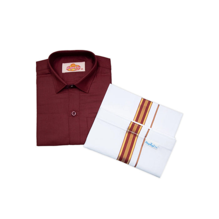 Veshti Shirt Pair | Size 3 - 4/ Tamil Traditional Dress/ Velcro Vesti Shirt/ Dhoti Shirt For Boys Festival Wear - Veshti & Dhoti