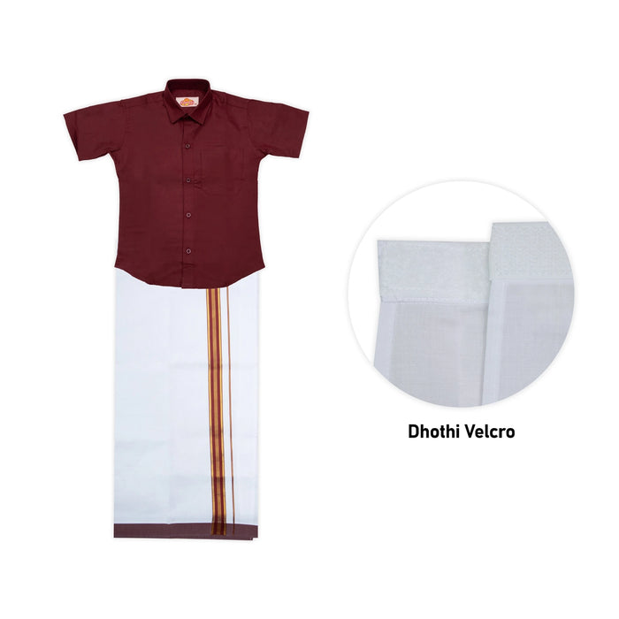 Veshti Shirt Pair | Size 3 - 4/ Tamil Traditional Dress/ Velcro Vesti Shirt/ Dhoti Shirt For Boys Festival Wear - Veshti & Dhoti