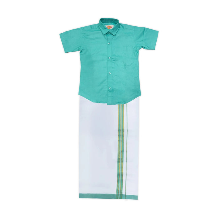 Veshti Shirt Pair | Size 3 - 4/ Tamil Traditional Dress/ Velcro Vesti Shirt/ Dhoti Shirt For Boys Festival Wear - Veshti & Dhoti