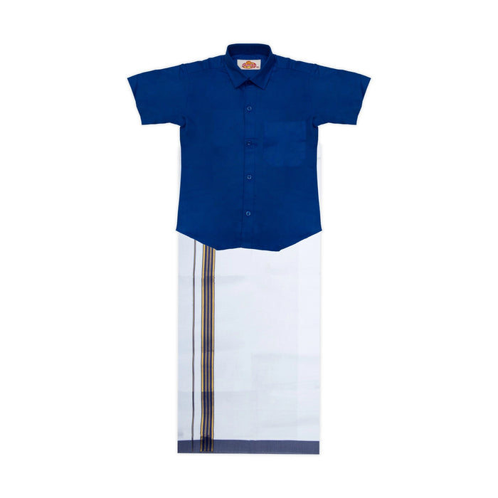 Veshti Shirt Pair | Size 3 - 4/ Tamil Traditional Dress/ Velcro Vesti Shirt/ Dhoti Shirt For Boys Festival Wear - Veshti & Dhoti