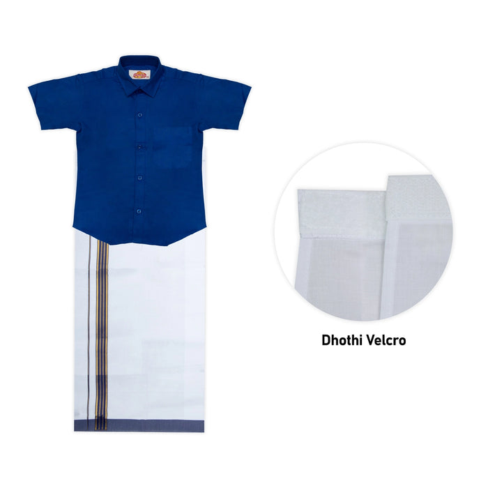 Veshti Shirt Pair | Size 3 - 4/ Tamil Traditional Dress/ Velcro Vesti Shirt/ Dhoti Shirt For Boys Festival Wear - Veshti & Dhoti