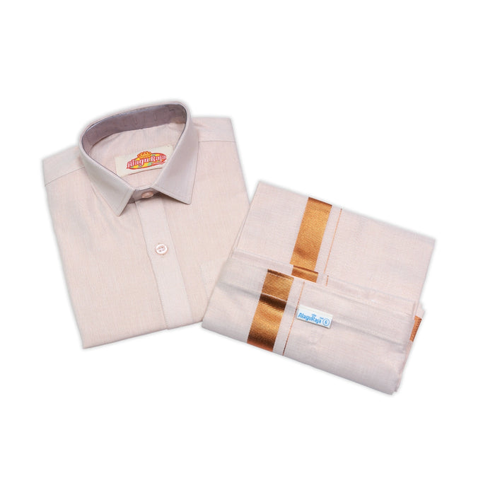 Veshti Shirt Pair | Size 9-10/ Tamil Traditional Dress/ Velcro Vesti Shirt/ Dhoti Shirt For Boys Festival Wear - Veshti & Dhoti