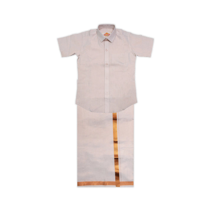 Veshti Shirt Pair | Size 9-10/ Tamil Traditional Dress/ Velcro Vesti Shirt/ Dhoti Shirt For Boys Festival Wear - Veshti & Dhoti