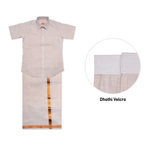 Veshti Shirt Pair | Size 9-10/ Tamil Traditional Dress/ Velcro Vesti Shirt/ Dhoti Shirt For Boys Festival Wear - Veshti & Dhoti
