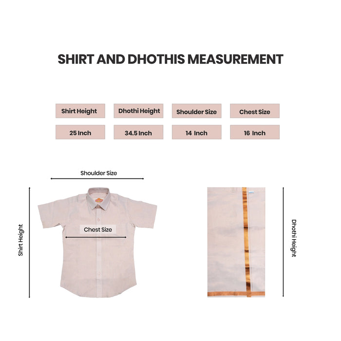 Veshti Shirt Pair | Size 9-10/ Tamil Traditional Dress/ Velcro Vesti Shirt/ Dhoti Shirt For Boys Festival Wear - Veshti & Dhoti