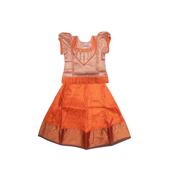 Pattu Pavadai Sattai Pair - Size 16-18 | Skirt And Top/South Indian Dress/Traditional Dress For Baby Girls - Long Skirts / Ghagra / Pavadai