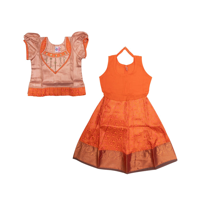 Pattu Pavadai Sattai Pair - Size 16-18 | Skirt And Top/South Indian Dress/Traditional Dress For Baby Girls - Long Skirts / Ghagra / Pavadai