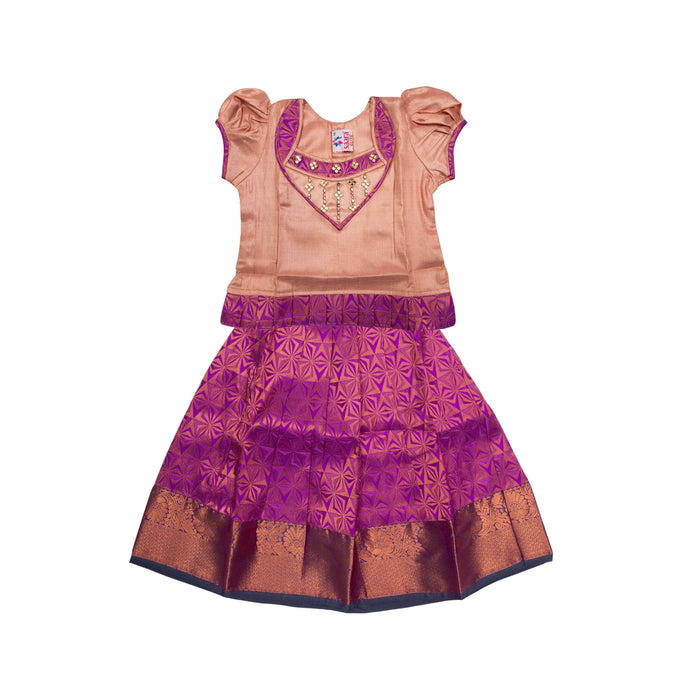 Pattu Pavadai Sattai Pair - Size 16-18 | Skirt And Top/South Indian Dress/Traditional Dress For Baby Girls - Long Skirts / Ghagra / Pavadai