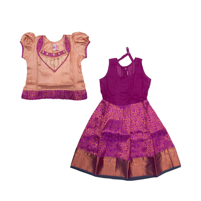 Pattu Pavadai Sattai Pair - Size 16-18 | Skirt And Top/South Indian Dress/Traditional Dress For Baby Girls - Long Skirts / Ghagra / Pavadai