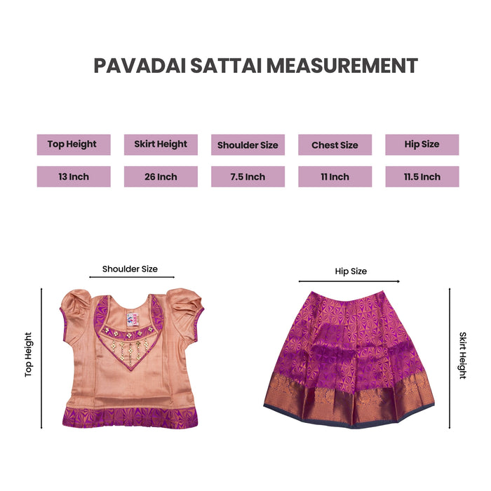 Pattu Pavadai Sattai Pair - Size 16-18 | Skirt And Top/South Indian Dress/Traditional Dress For Baby Girls - Long Skirts / Ghagra / Pavadai