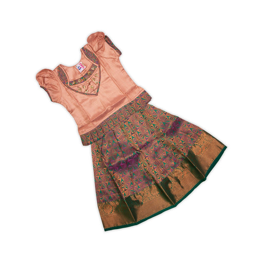 Pattu Pavadai Sattai Pair - Size 16-18 | Skirt And Top/South Indian Dress/Traditional Dress For Baby Girls - Long Skirts / Ghagra / Pavadai