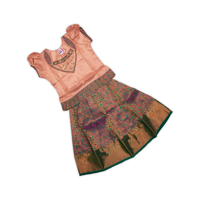 Pattu Pavadai Sattai Pair - Size 16-18 | Skirt And Top/South Indian Dress/Traditional Dress For Baby Girls - Long Skirts / Ghagra / Pavadai
