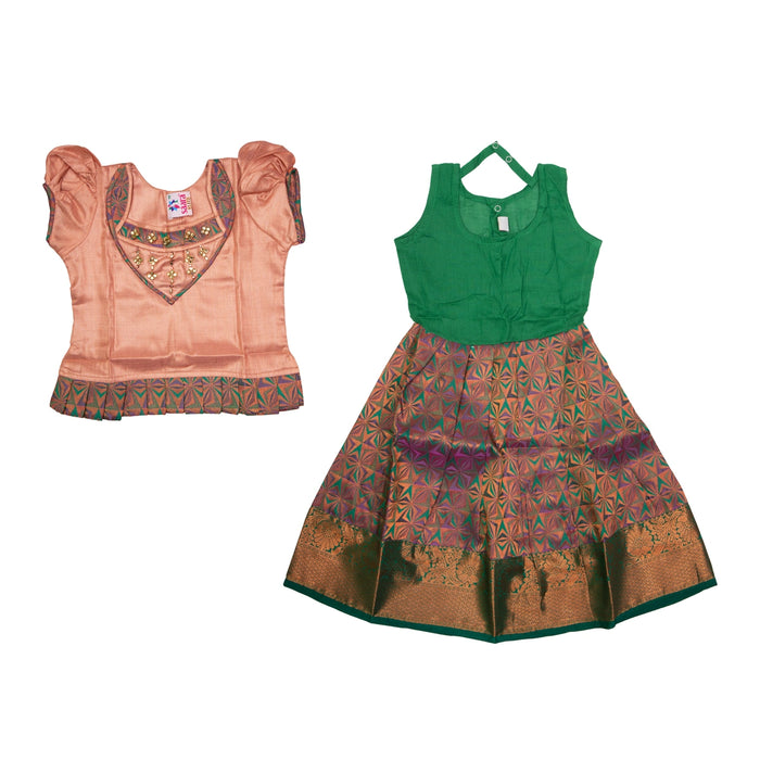 Pattu Pavadai Sattai Pair - Size 16-18 | Skirt And Top/South Indian Dress/Traditional Dress For Baby Girls - Long Skirts / Ghagra / Pavadai