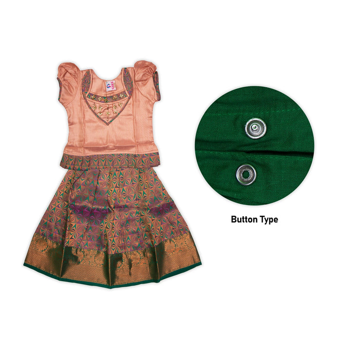 Pattu Pavadai Sattai Pair - Size 16-18 | Skirt And Top/South Indian Dress/Traditional Dress For Baby Girls - Long Skirts / Ghagra / Pavadai