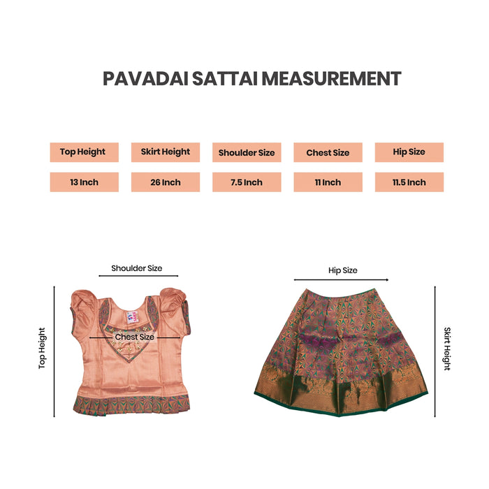 Pattu Pavadai Sattai Pair - Size 16-18 | Skirt And Top/South Indian Dress/Traditional Dress For Baby Girls - Long Skirts / Ghagra / Pavadai