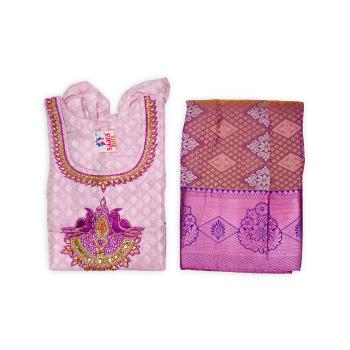 Pattu Pavadai Sattai Pair - Size 20 | South Indian Dress/ Skirt And Top/ Traditional Dress For Baby Girls - Long Skirts / Ghagra / Pavadai