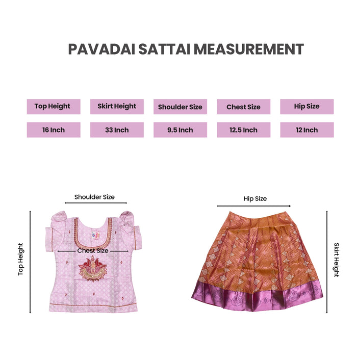 Pattu Pavadai Sattai Pair | Size 22 - 24/ South Indian Dress/ Traditional Dress/ Skirt And Top For Baby Girls - Long Skirts / Ghagra / Pavadai