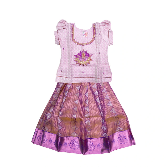 Pattu Pavadai Sattai Pair | Size 22 - 24/ South Indian Dress/ Traditional Dress/ Skirt And Top For Baby Girls - Long Skirts / Ghagra / Pavadai